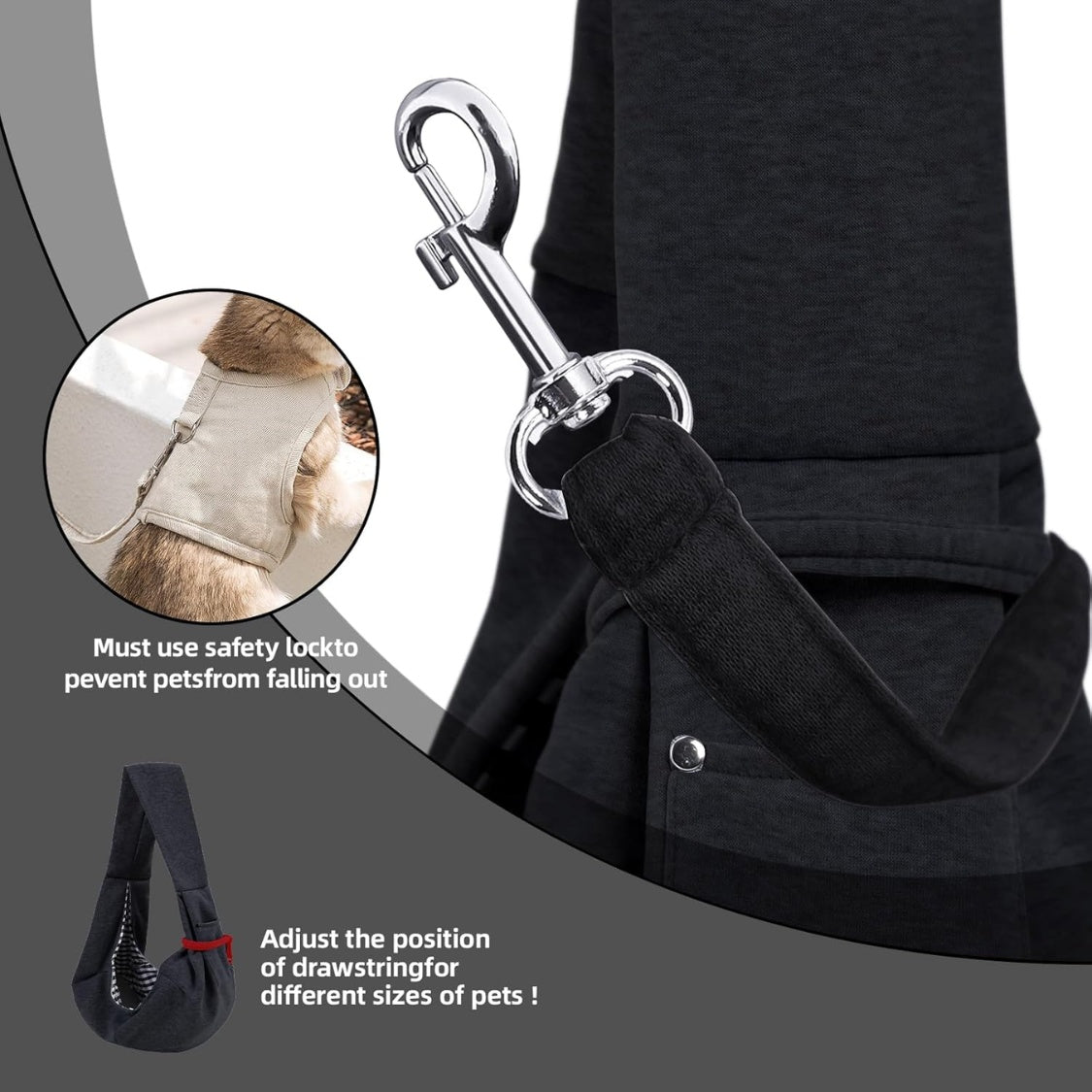 Reversible Dog Carrier Sling – Hands-Free Puppy Purse with Storage Pocket for Pets Up to 12 lbs – view 3