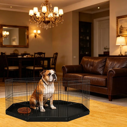 8-Panel Outdoor Dog Playpen with Floor Mat – 24 in, Metal – view 6