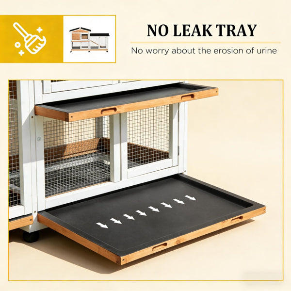 Outdoor Wooden Rabbit Hutch on Wheels – Ramp, Pull-Out Trays, Asphalt Roof, for 1–3 Rabbits – view 4