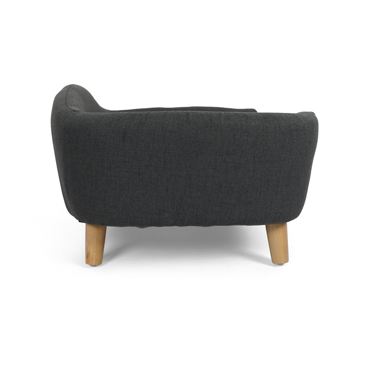 Elevated Small Dog Bed – Fabric Pet Couch with Rubber Wood Legs and Foam Cushion, Dark Gray – view 6