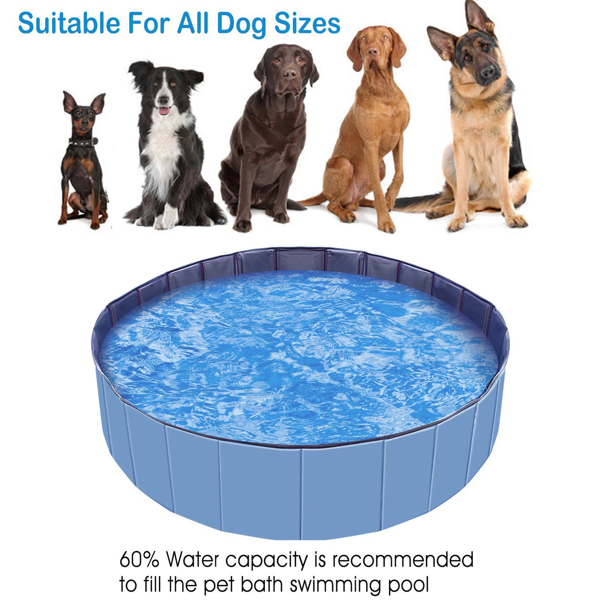 Foldable Pet Bathing Pool, 63 x 63 x 11.8 in – PVC Dog Bath Tub with Drain Valve – view 7