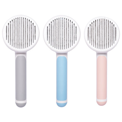 Round Handle Self-Cleaning Pet Needle Comb – 135° Stainless Steel Pins for Knots and Loose Hair – view 14