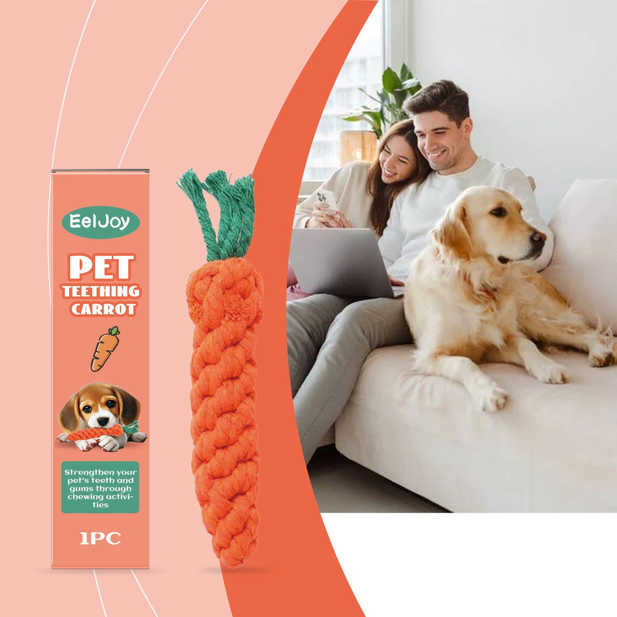 Carrot-Shaped Pet Chew Toy for Supervised Chewing and Interactive Play, 1 Piece – view 8