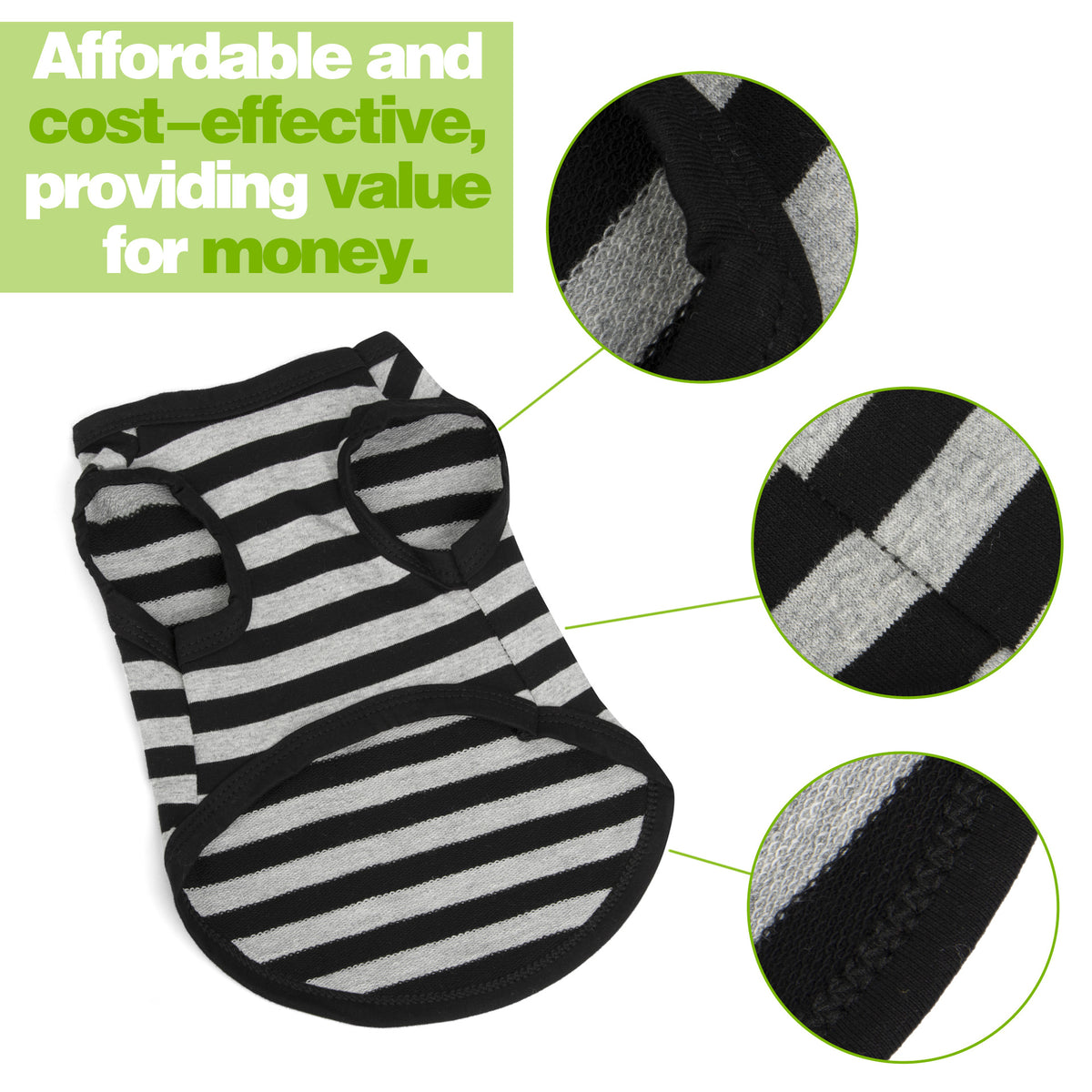 Striped Cotton Dog Vest, Thin Summer Tank Top for Dogs in 6 Colors – view 3