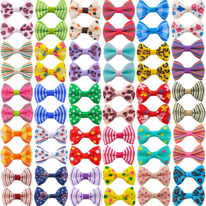 Dog Hair Bow Clips 60-Pack – 1.5 in Alligator Clip Bows for Puppies &amp; Small Dogs, 30 Styles