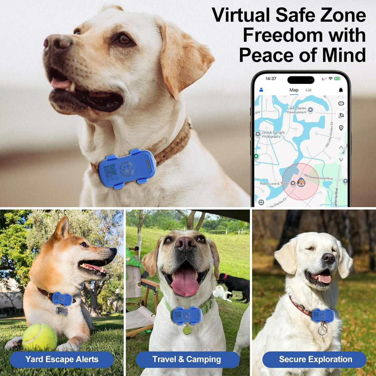 Real-Time Dog GPS Tracker – Geofence Alerts, Sound &amp; Light Finder, IP67 Waterproof (App Subscription Required) – view 7
