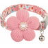 Flower Dog Collar with Bell – Cute Floral Cotton Collar for Small Girl Dogs, Adjustable, Pink
