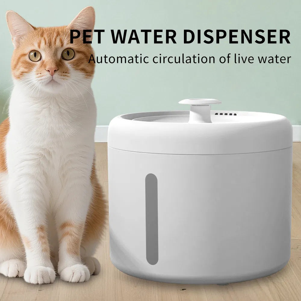 Round Pet Water Fountain 2500 ml (84.5 oz), USB Powered with Quiet Circulating Pump, White – view 6