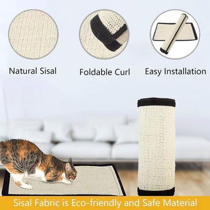 Natural Sisal Cat Scratch Pad – Furniture &amp; Couch Protector Scratching Mat, White – view 3