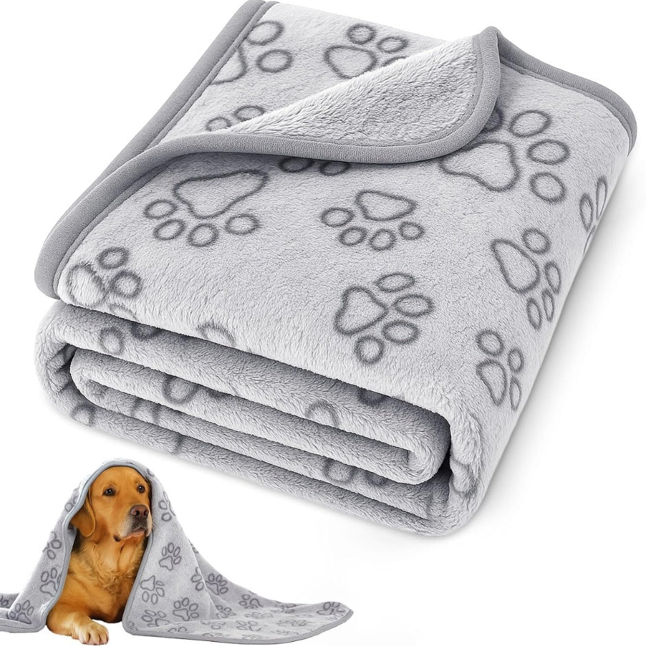 Soft Gray Dog Blanket, 41 x 30 Inch – Pet Throw for Medium Dogs &amp; Cats