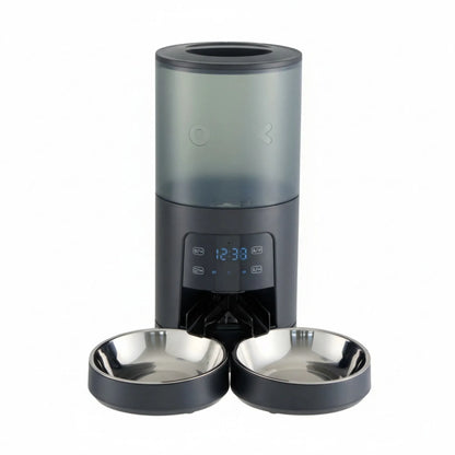 6 L Automatic Dual Cat Feeder with App Scheduling, 10-Second Voice Recorder and Dual Power