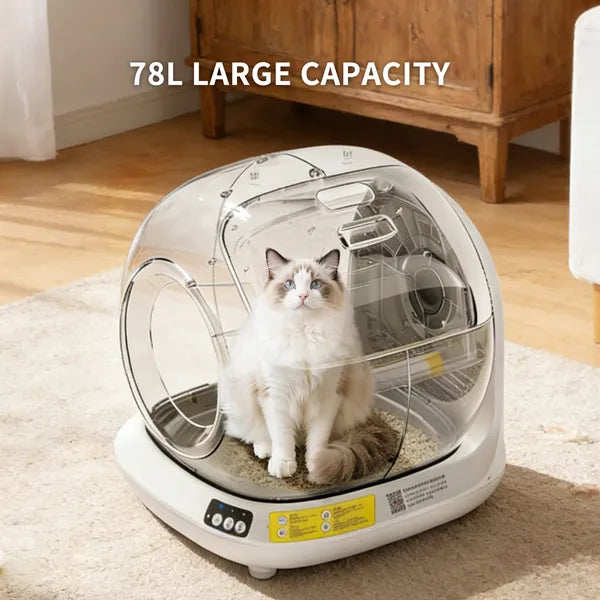 Automatic Self-Cleaning Cat Litter Box – 78L Fully Enclosed, App Control, Multi-Cat Homes, White – view 3