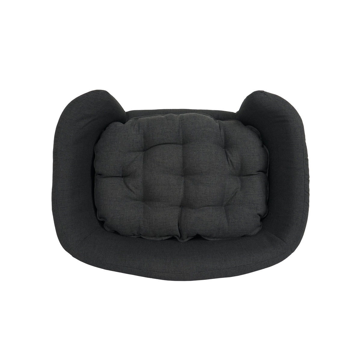 Elevated Small Dog Bed – Fabric Pet Couch with Rubber Wood Legs and Foam Cushion, Dark Gray – view 8