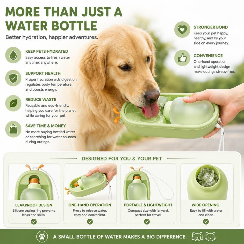 Antler Pet Water Bottle – Leakproof BPA-Free Travel Cup for Dogs &amp; Cats with Lanyard – view 8