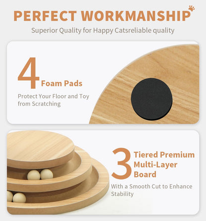 Sisal Cat Scratching Post with 3-Level Ball Track Toy and Top Ball for Indoor Cats – view 5
