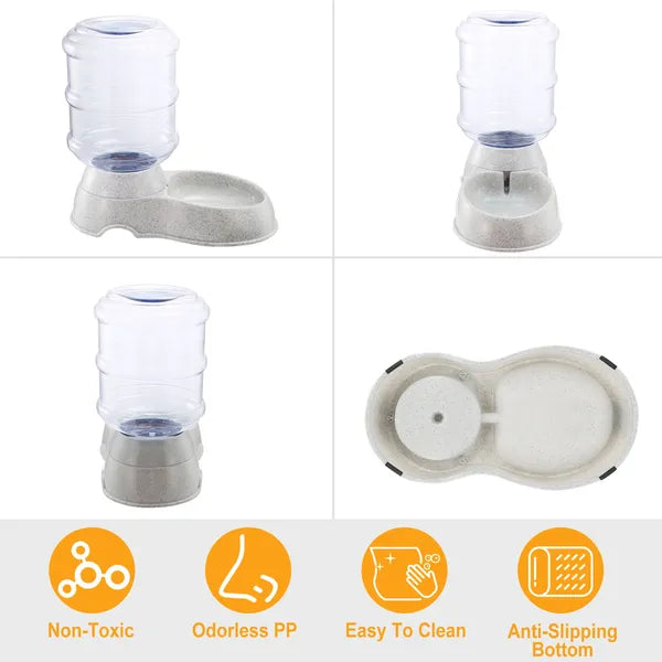 Gravity Pet Water Dispenser, 1 Gallon (3.5 L) Self-Refilling Waterer for Cats &amp; Dogs, Beige – view 2