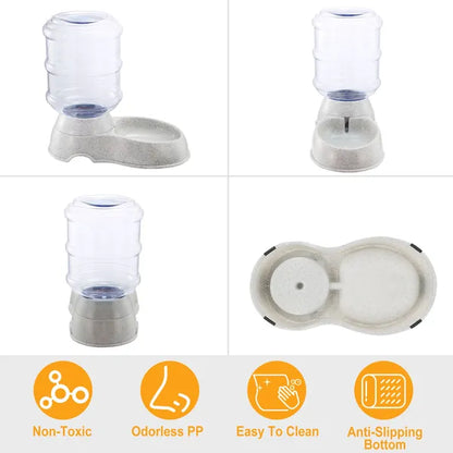 Gravity Pet Water Dispenser, 1 Gallon (3.5 L) Self-Refilling Waterer for Cats &amp; Dogs, Beige – view 2