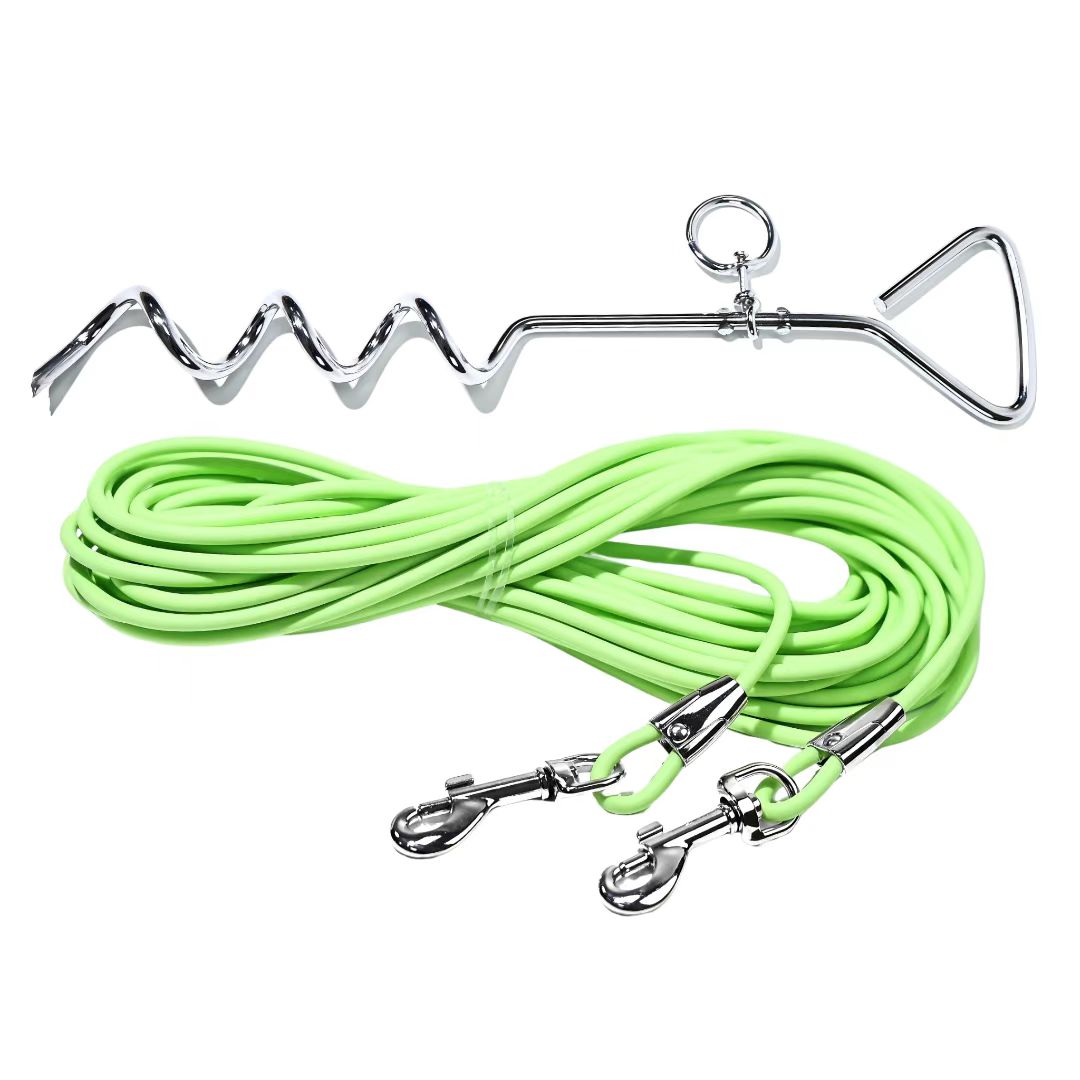 30 ft Dog Tie-Out Leash with Ground Stake – Waterproof PVC Lead for Yard, Camping &amp; Park, 5 Colors – view 8