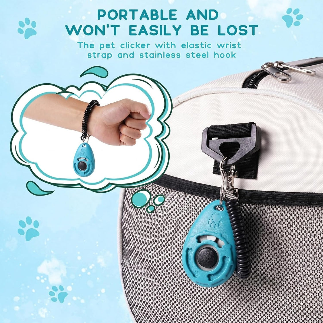 Dog Training Clicker with Stretchy Wrist Strap – 2-Pack (Black &amp; Blue) – view 8