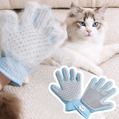 Double-Sided Pet Grooming Glove – Silicone Deshedding Mitt with Lint Removal Side, Blue – view 2