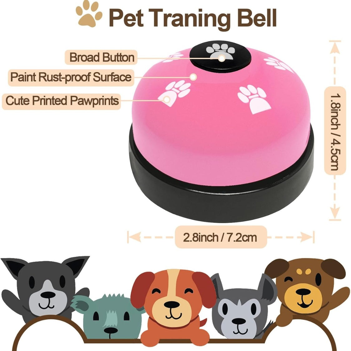 Dog Potty Training Bells – Press Bell + Adjustable Door Hanging Bells, 2-Pack – view 7