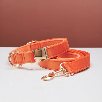Velvet Dog Collar and Leash Set with Bow – Soft Cotton-Lined Collar, 8 Colors, XS–L – view 21