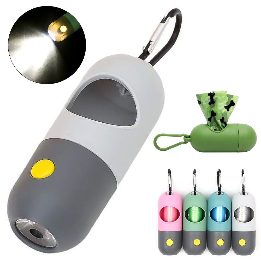 LED Dog Poop Bag Dispenser – Portable Holder with Light, 5 Colors