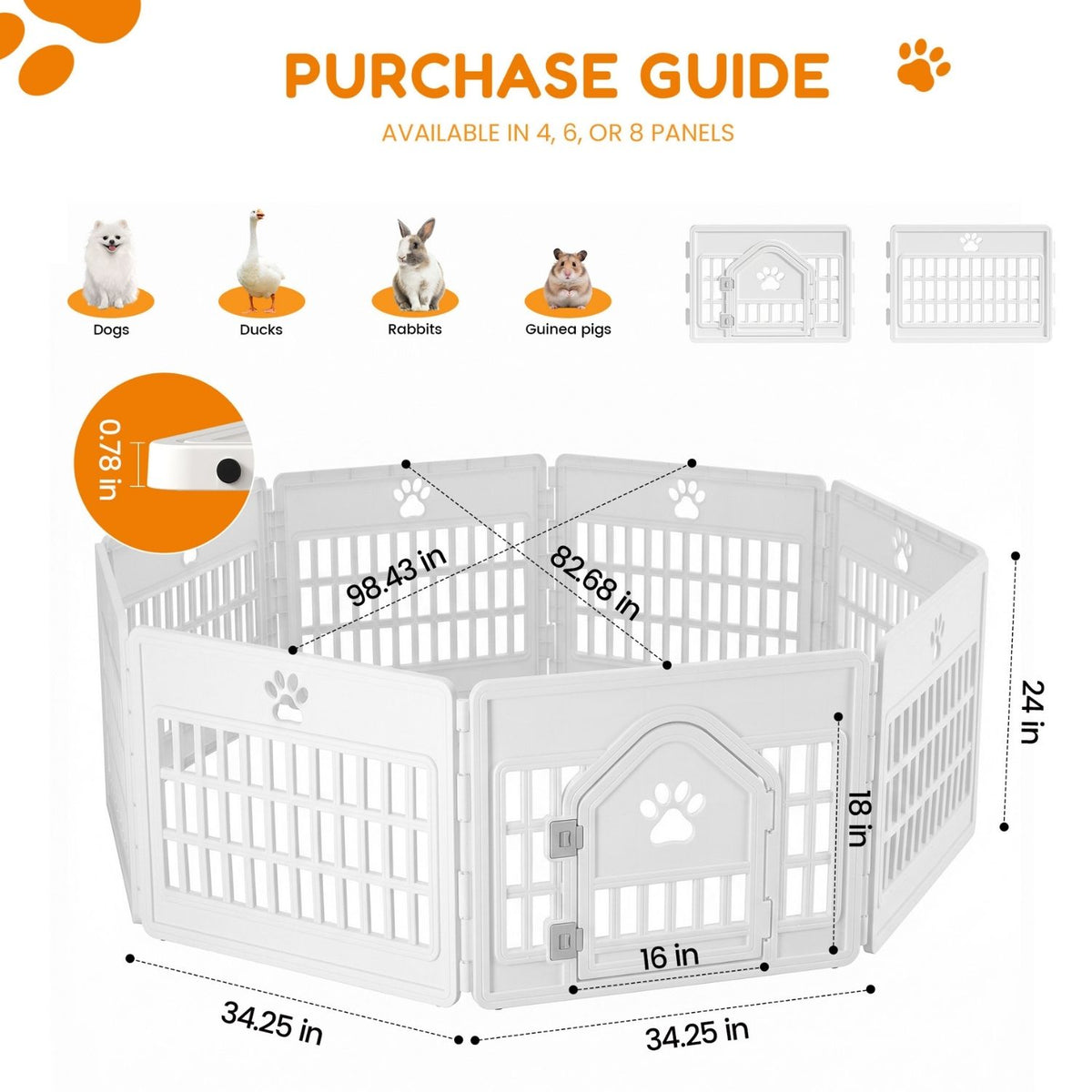 Modular Plastic Pet Playpen – 4, 6 or 8 Panels with Lockable Door &amp; Anti-Slip Mat – view 10