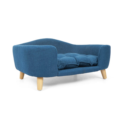 Elevated Dog Bed for Small Dogs – Fabric Couch, Rubber Wood Legs, Supportive Foam, Navy Blue – view 5