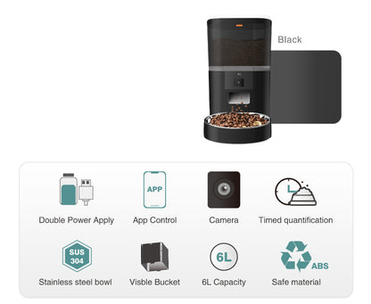 Pet Feeder for Cats &amp; Dogs – 4 L or 6 L, Black or White, Optional Video Camera Version – view 11