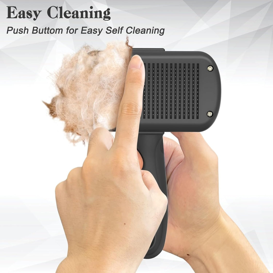 Self-Cleaning Shedding Brush for Dogs, Cats &amp; Puppies – Skin-Friendly Deshedding Grooming Tool, Black – view 2