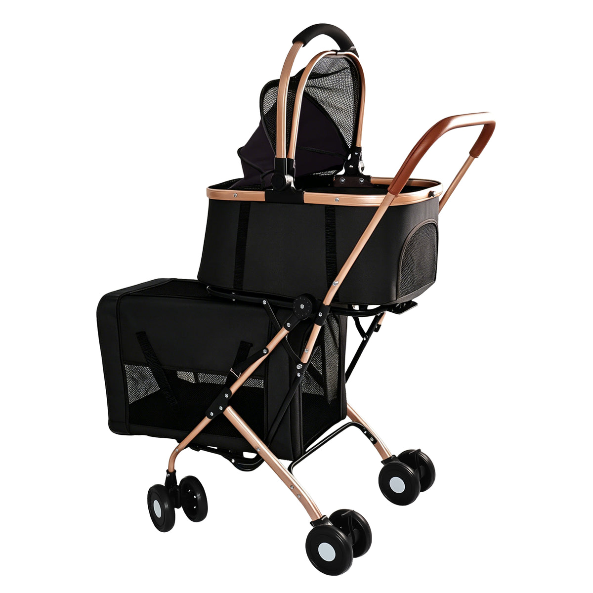 3-in-1 Double Pet Stroller – 2-Level Convertible Dog &amp; Cat Stroller with Detachable Carrier &amp; Tote – view 10