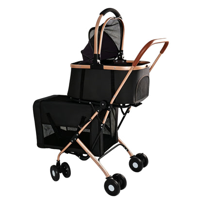 3-in-1 Double Pet Stroller – 2-Level Convertible Dog &amp; Cat Stroller with Detachable Carrier &amp; Tote – view 10