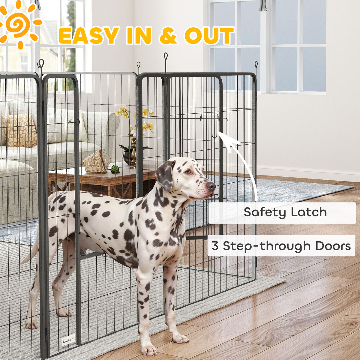 24-Panel Heavy Duty Dog Playpen – Steel Exercise Pen with 3 Doors, DIY Shapes, 44.5 in, Black – view 5