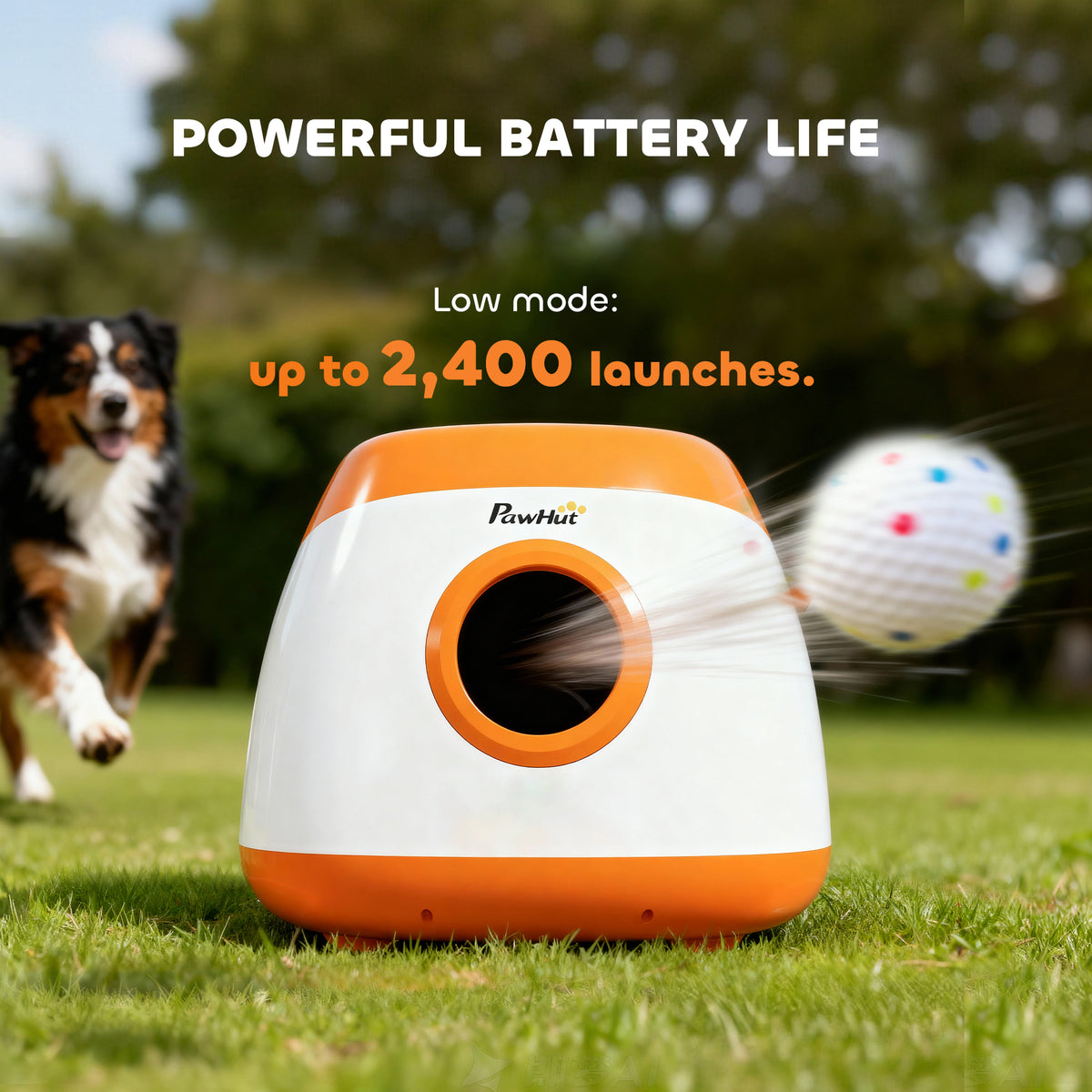 Automatic Dog Ball Launcher with Remote Control, 26–79 ft Range and 6 Balls, Orange – view 6