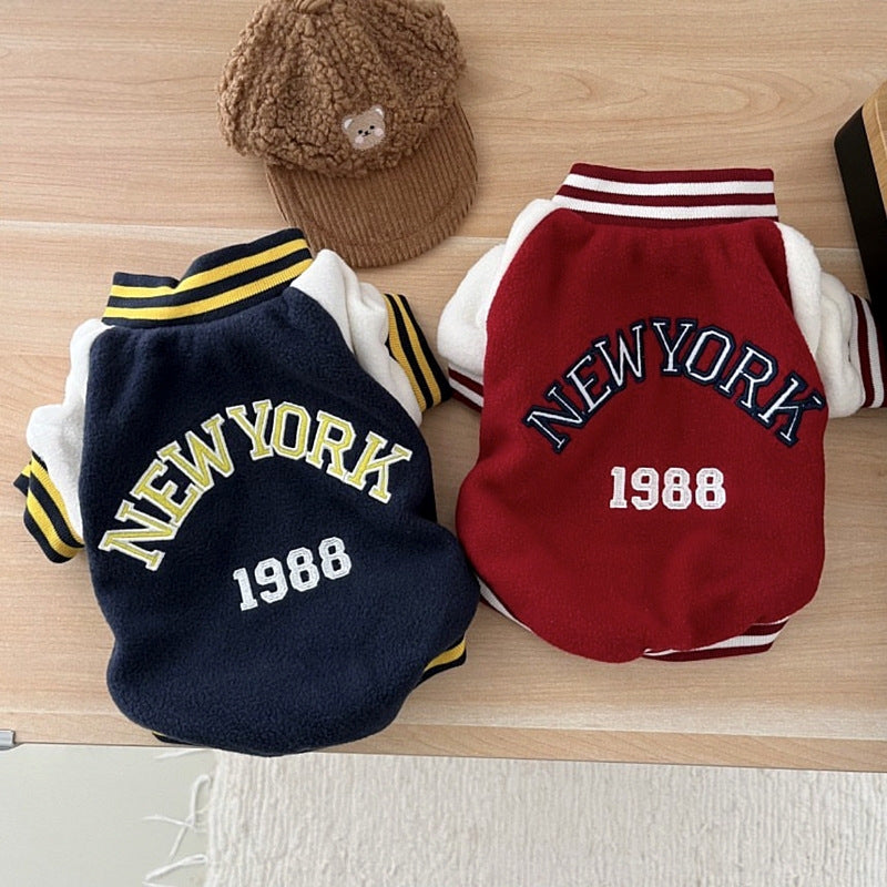 Printed Pet Baseball Jersey for Dogs &amp; Cats, Autumn Shirt in Navy or Red