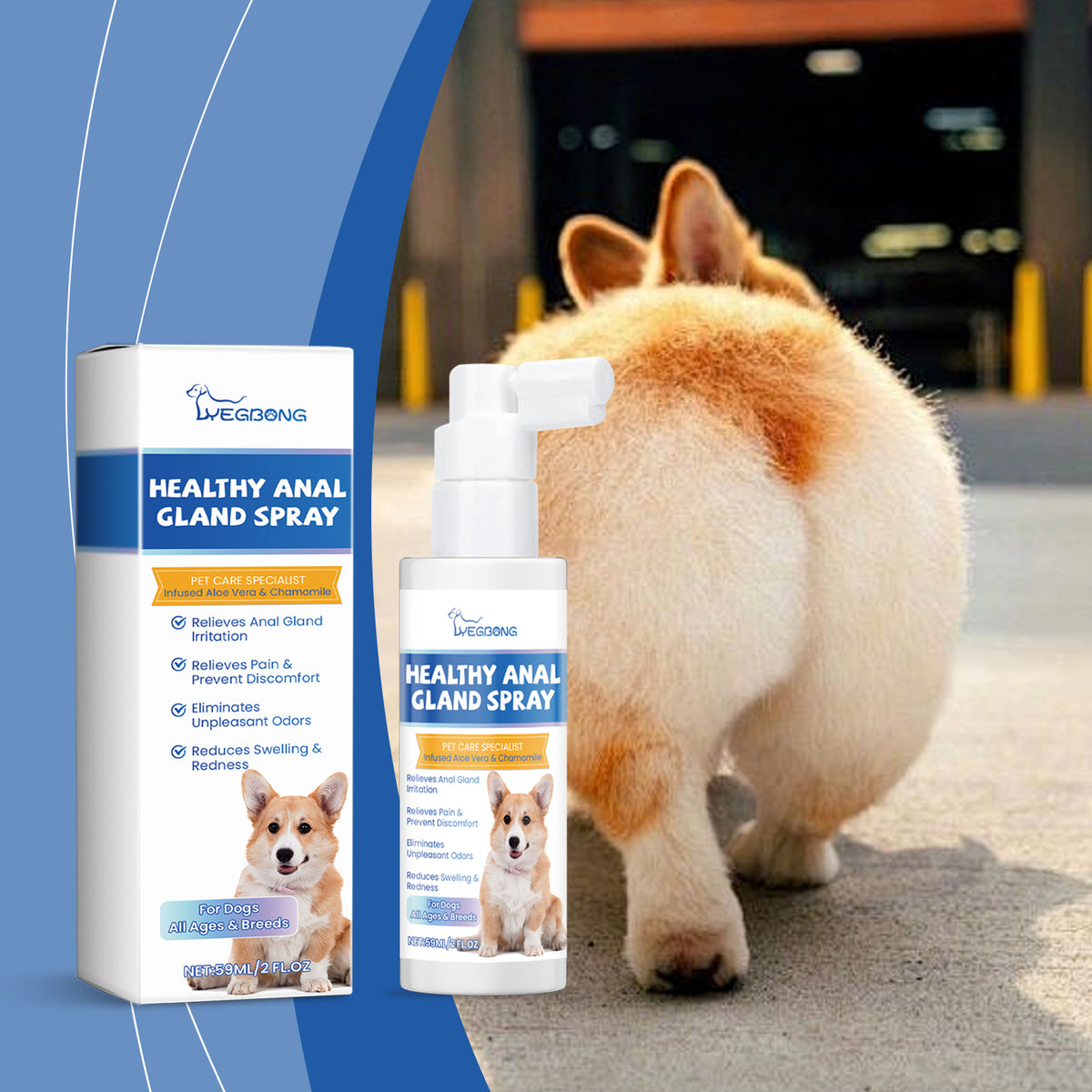 Dog Anal Gland Care Spray – Odor Control &amp; Soothing Hygiene Spray, All Breeds