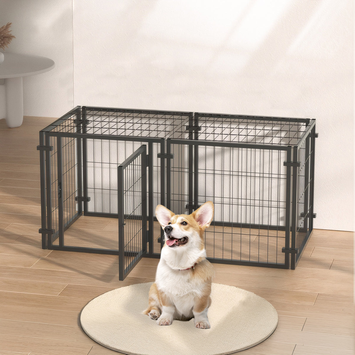 Metal Dog Crate Playpen – Indoor/Outdoor Pet Kennel, Easy Assembly, 47.2 x 23.6 x 23.6 in, Black – view 3