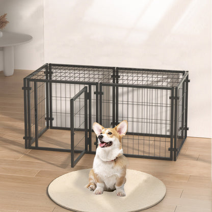 Metal Dog Crate Playpen – Indoor/Outdoor Pet Kennel, Easy Assembly, 47.2 x 23.6 x 23.6 in, Black – view 3
