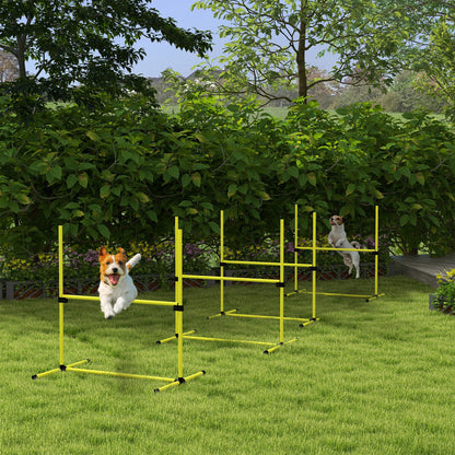4-Piece Dog Agility Jump Set with Adjustable Height Bars, Displacing Top Bar and Carry Bag – Yellow