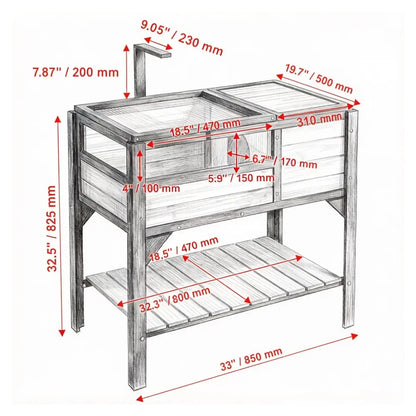 Cedar Wood Tortoise House – 2 Rooms, Hanging Light Stand, Plastic Tray &amp; Storage Shelf – view 3