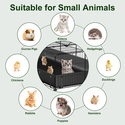 DIY Metal Small Animal Playpen with 20 Panels and Waterproof Floor Mat, Black – view 9