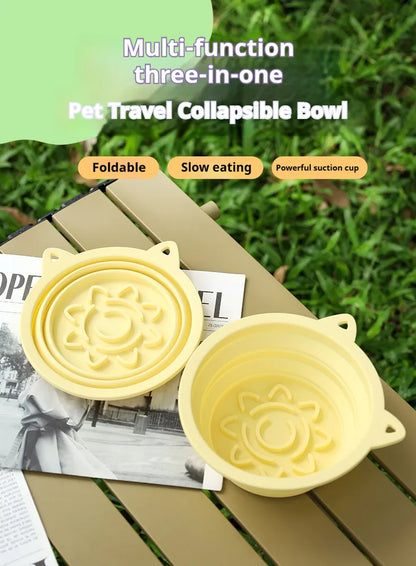 3-in-1 Collapsible Silicone Slow Feeder Travel Bowl with Suction Cups &amp; Hanging Hook – view 12