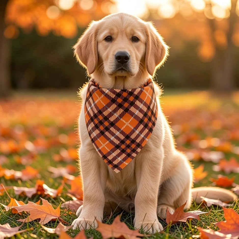 Halloween Dog Bandanas 2-Pack – Reversible Pumpkin &amp; Spider Web Scarves for Medium &amp; Large Dogs, Orange – view 6