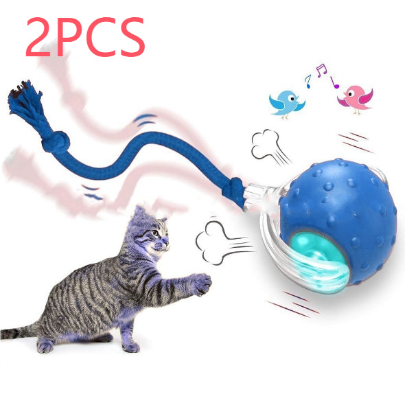 Self-Driving Rolling Ball Cat Toy – 3 Modes, Bird Chirp Sound, Tail &amp; Rope Attachments – view 20