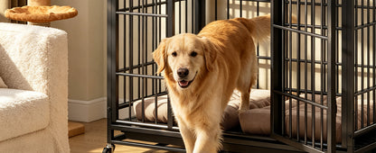 Heavy Duty Rolling Dog Crate – Metal Kennel with Lockable Wheels &amp; Removable Tray – view 6