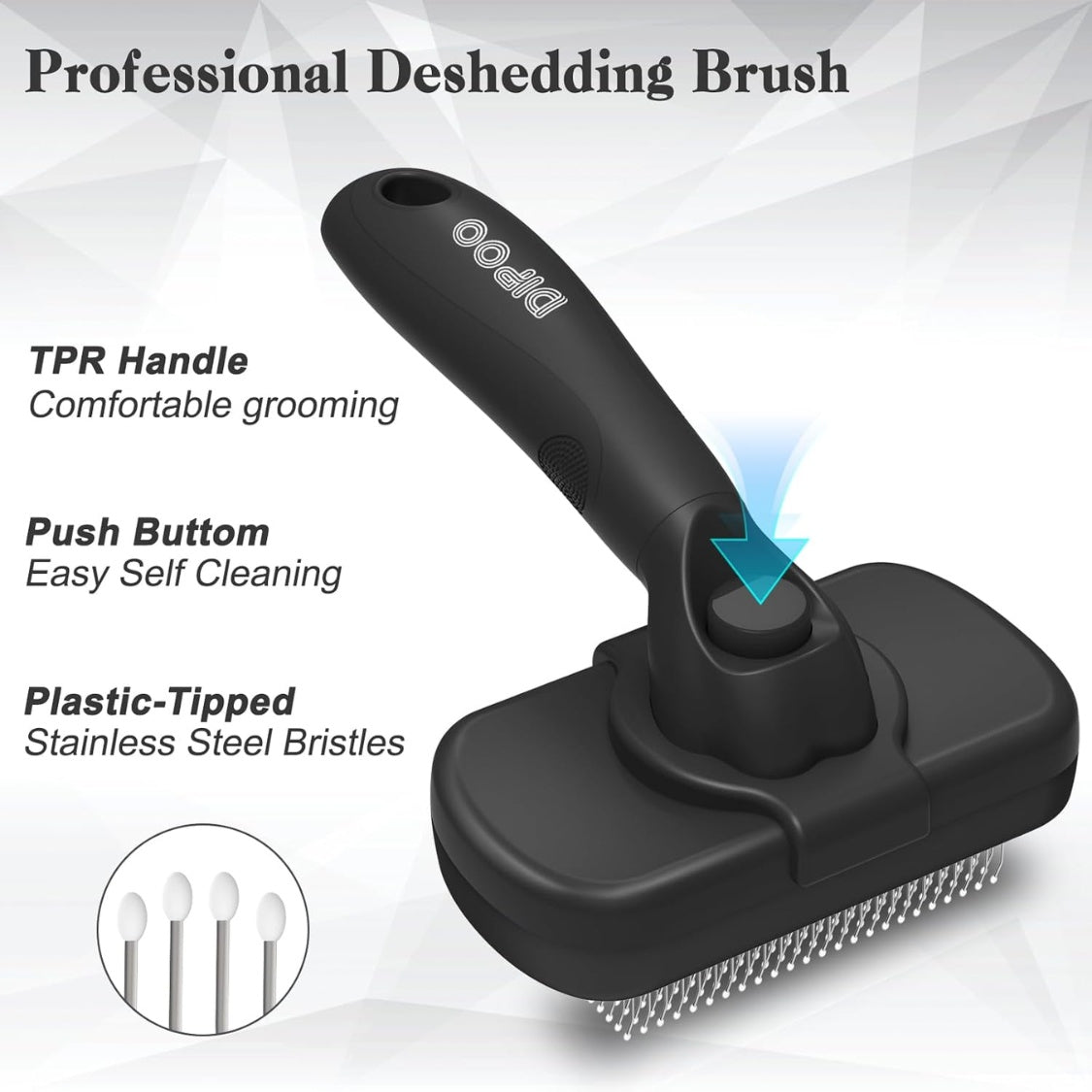 Self-Cleaning Deshedding Brush for Dogs and Cats – Skin-Friendly Shedding Tool, Black – view 2