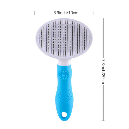 Self-Cleaning Slicker Brush for Cats &amp; Dogs – Stainless Steel Pins with Release Button, Blue – view 2