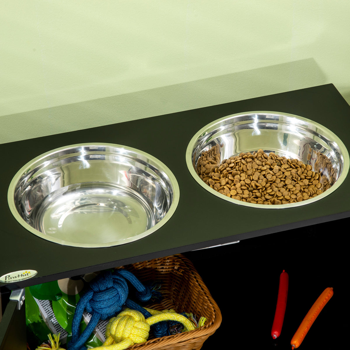 Elevated Dog Bowls with 44L Storage Cabinet &amp; Magnetic Doors for Large Dogs, Black – view 8