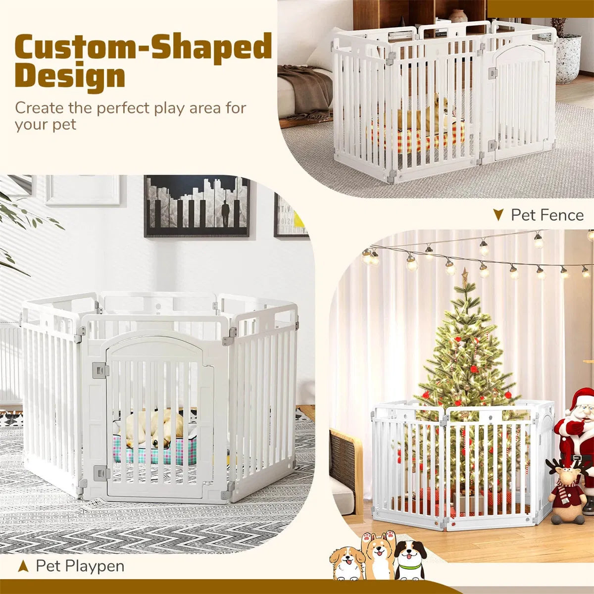 6-Panel Plastic Dog Playpen – 32 in High, Lockable Door, Indoor &amp; Outdoor, Foldable